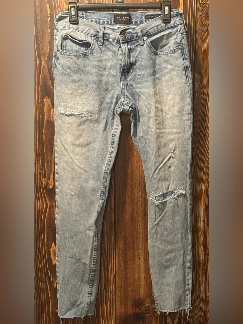PacSun Skinny Blue Jeans Distressed Destructed Size 30